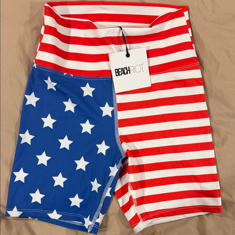 Beach Riot Red and Blue Star Striped Shorts